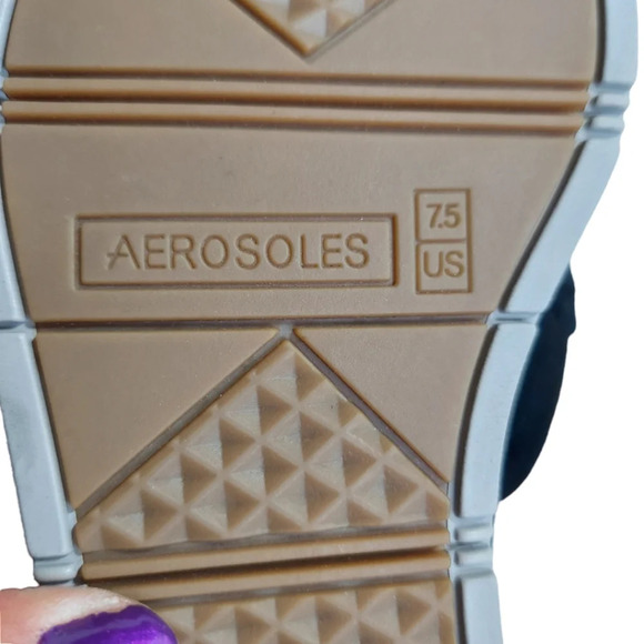 Aerosoles Black Suede Sidewalk Bow Trim Pointed Toe Small Wedge Loafers Slip Ons - Picture 11 of 14